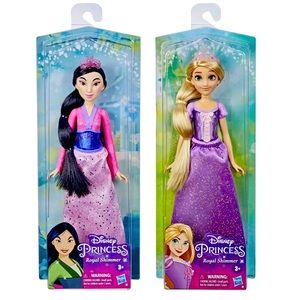 🆕 Disney Princess Royal Shimmer Mulan & Rapunzel Fashion Dolls Lot of 2